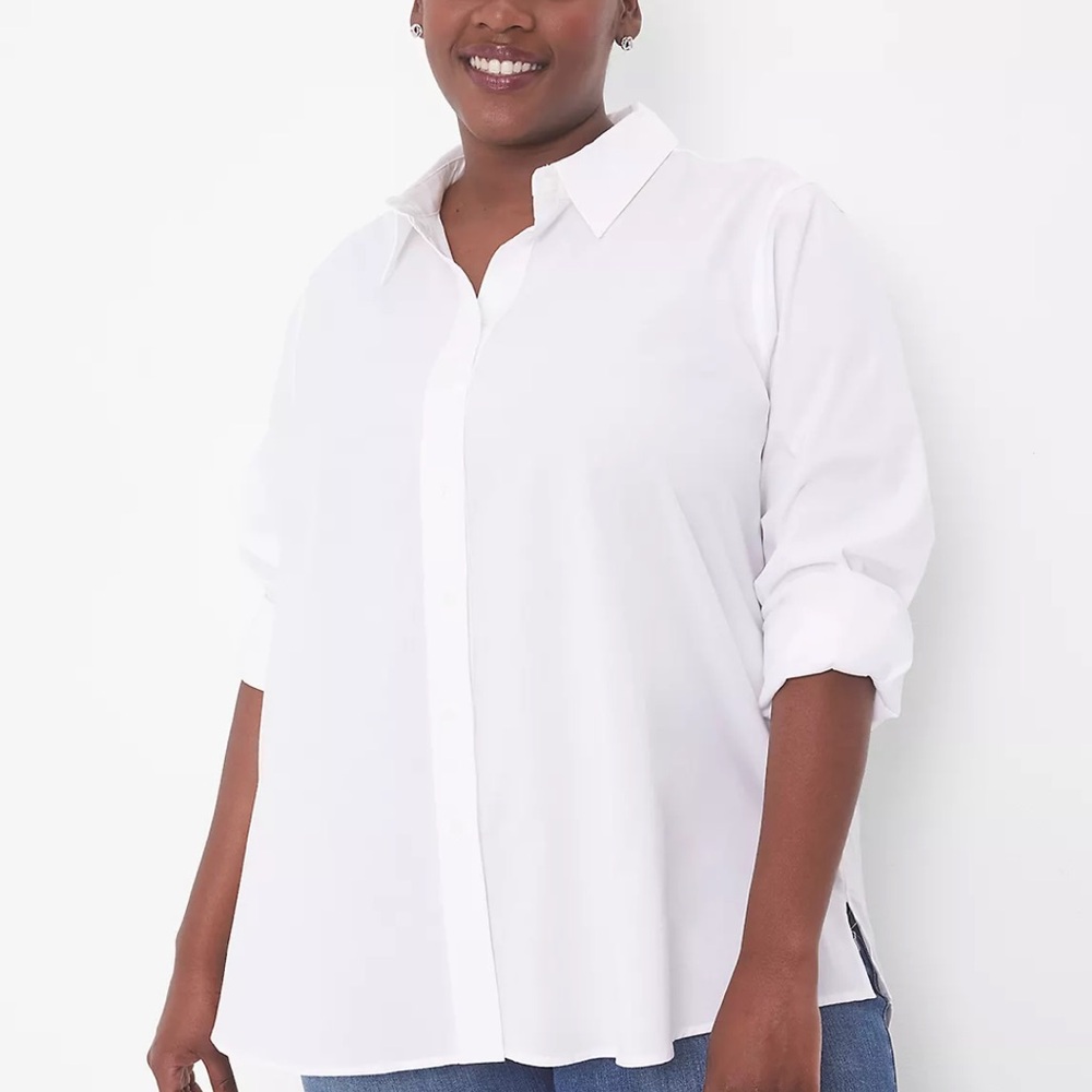 LANE BRYANT White Button-down Collared Shirt Sz 14/16